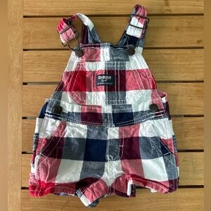 OshKosh B'gosh Kids Checkered Overalls - Red, Blue, White